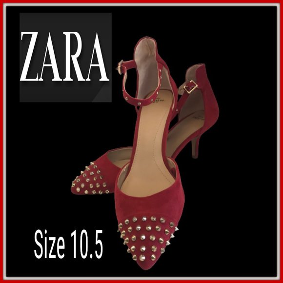 Zara Shoes - Zara "Trafaluc" Cranberry with Studs Heels, Size 10.5